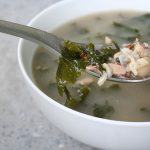 Chicken and Wild Rice Soup with Roast Garlic, White Beans and Kale