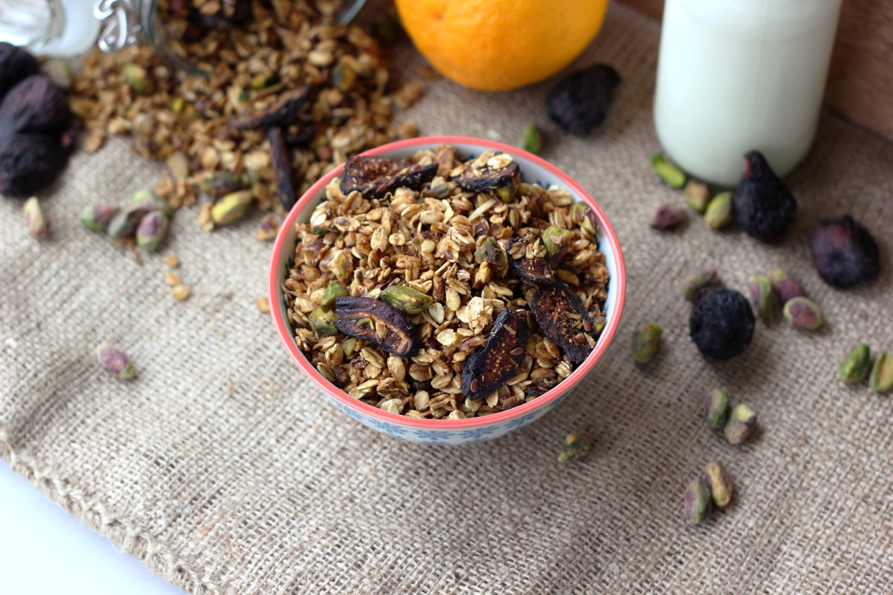 Orange Spice Granola with Black Mission Figs and Pistachios - Gluten-free,  Vegan + Refined Sugar-free - Tasty Yummies