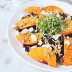 Roasted Beet and Persimmon Salad with Goat Cheese and Toasted Walnut Vinaigrette