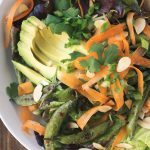 Charred Snap Pea Salad with Creamy Almond Butter & Ginger Dressing