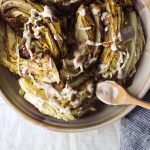 Roasted Cabbage Wedges with Garlic Tahini and Toasted Pepitas