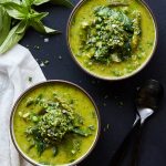 Spring Green Minestrone Soup with Basil Pesto