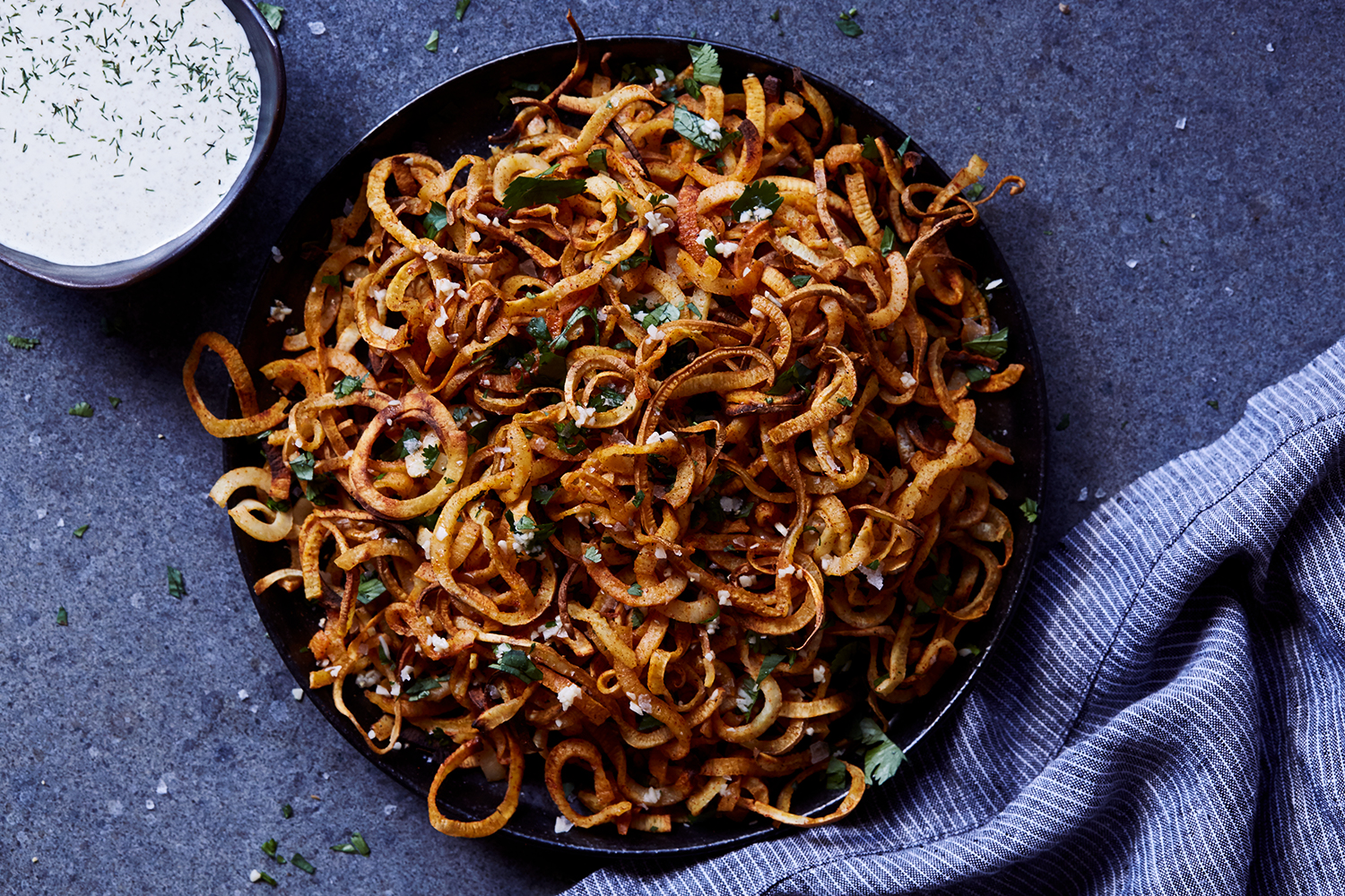 Spicy Spiralized Sweet Potato Fries (Gluten-Free, Paleo, Oil-Free)