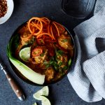 Grain-free Thai Chicken Meatballs with Coconut Red Curry Sauce {Paleo & Gluten-Free}