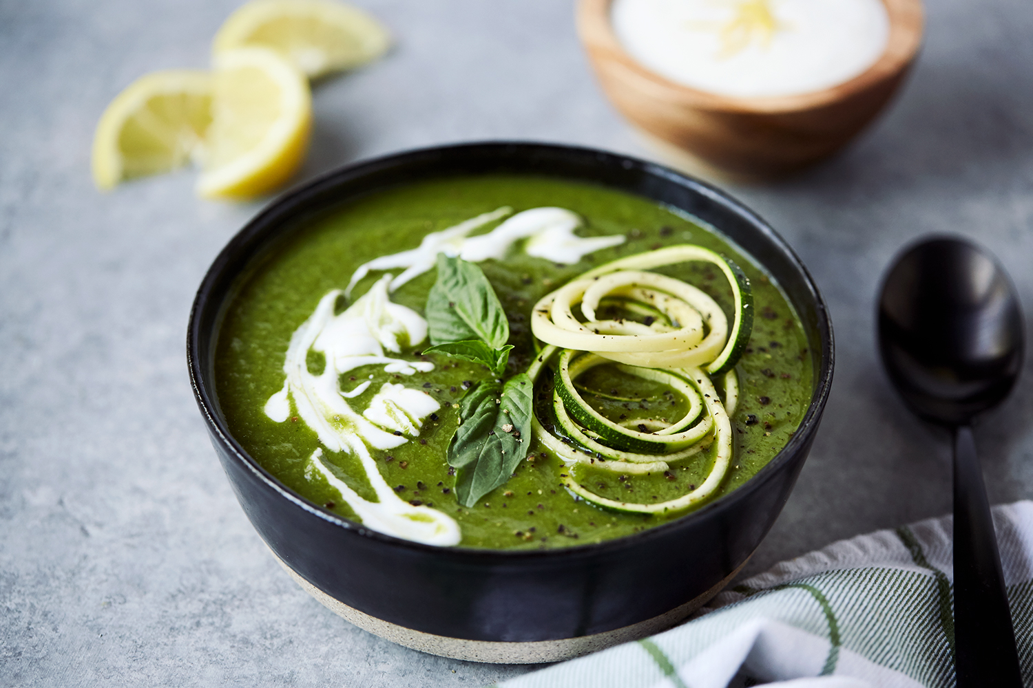 Chilled Zucchini Basil Soup with Lemon Garlic Cream Tasty Yummies