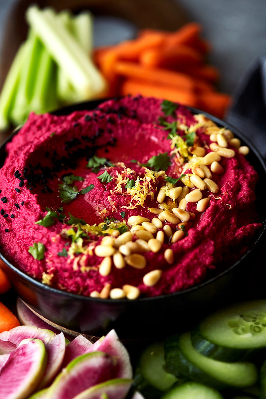 Roasted Beet Cauliflower Hummus {Paleo-friendly} - Tasty Yummies