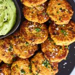 Bacon and Chive Spaghetti Squash Fritters with California Avocado Lime Dipping Sauce {gluten-free, paleo, Whole30, keto}