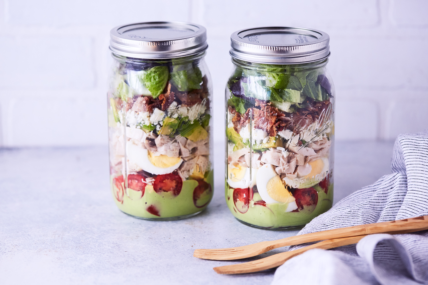 Mason Jar Cobb Salads  Healthy Lunch Ideas - Feelin Fabulous